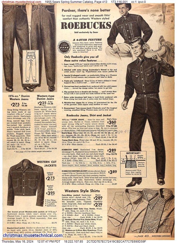 1955 Sears Spring Summer Catalog, Page 413