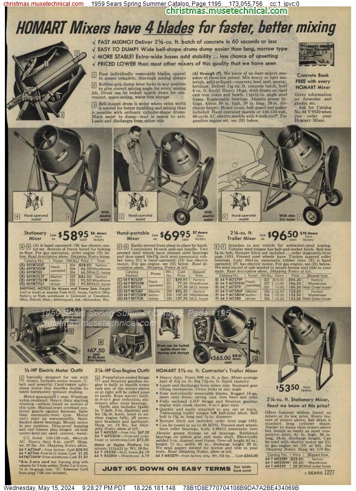 1959 Sears Spring Summer Catalog, Page 1195