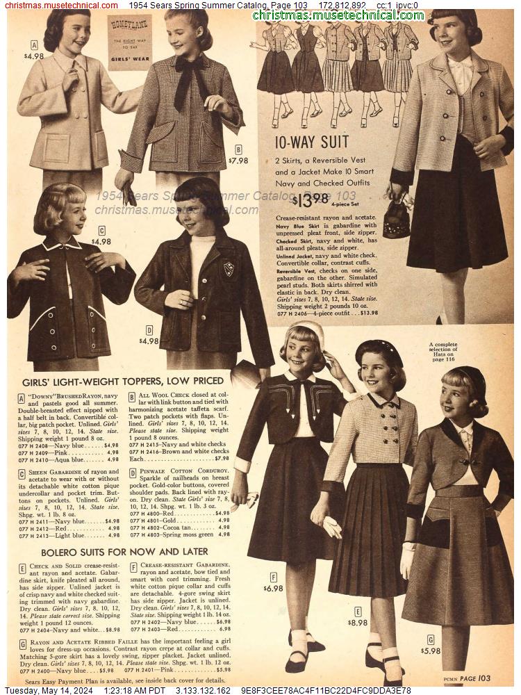 1954 Sears Spring Summer Catalog, Page 103