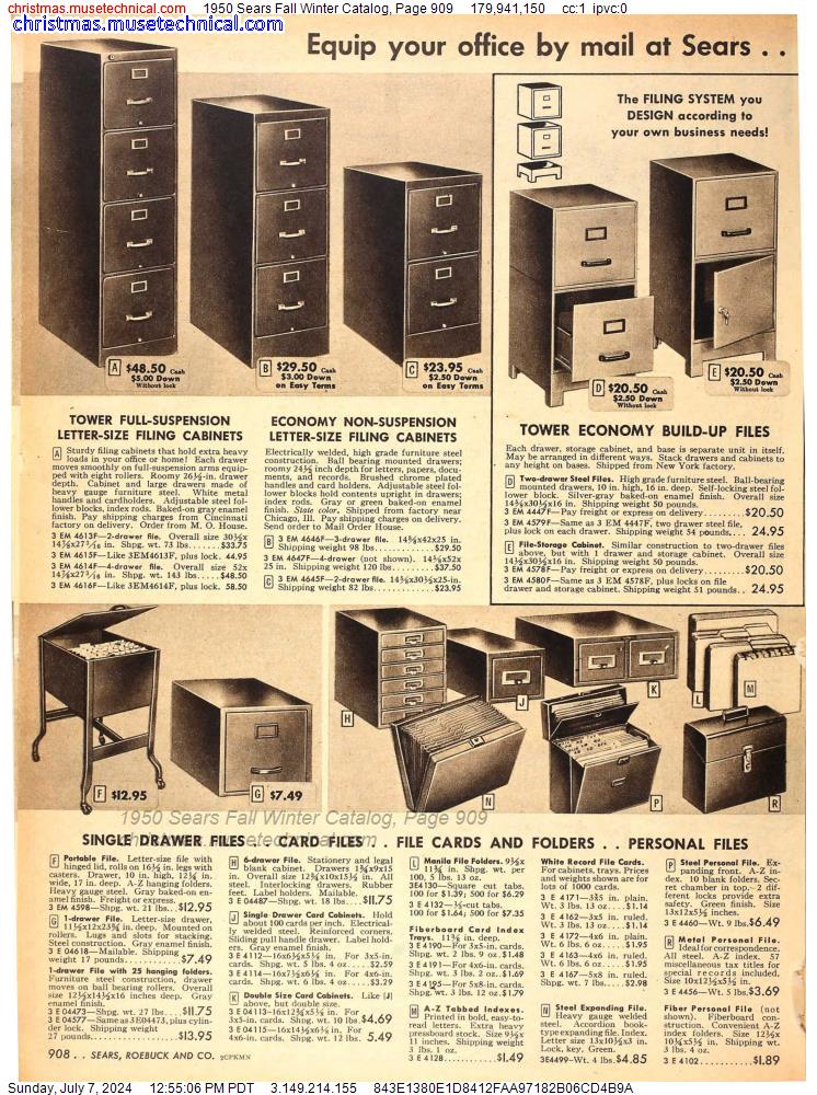 1950 Sears Fall Winter Catalog, Page 909