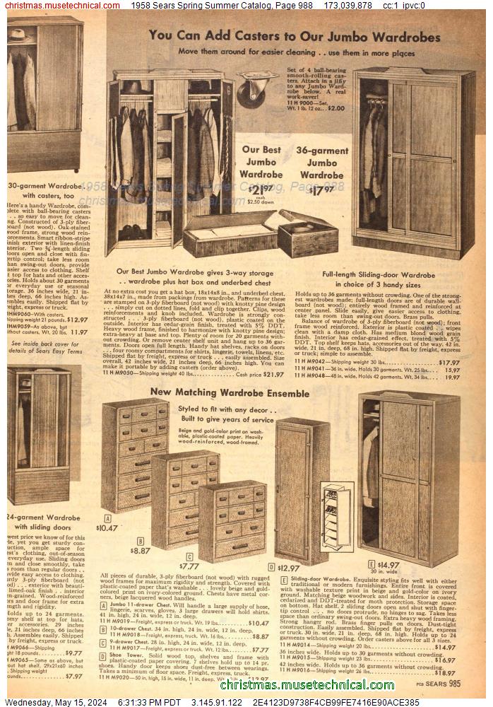 1958 Sears Spring Summer Catalog, Page 988