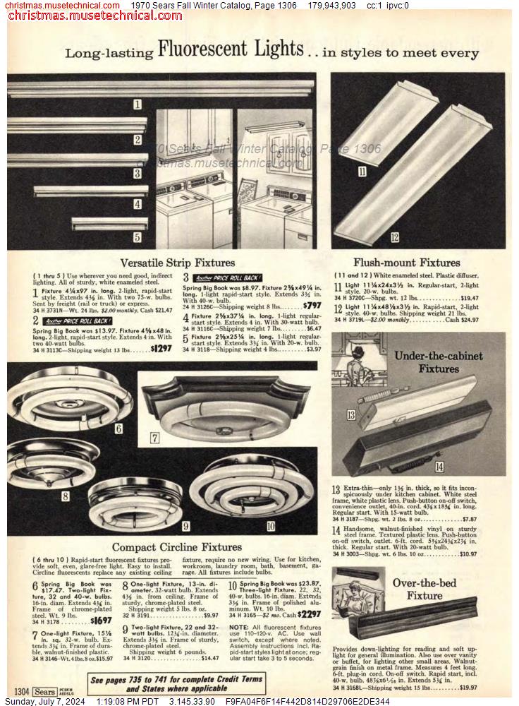 1970 Sears Fall Winter Catalog, Page 1306