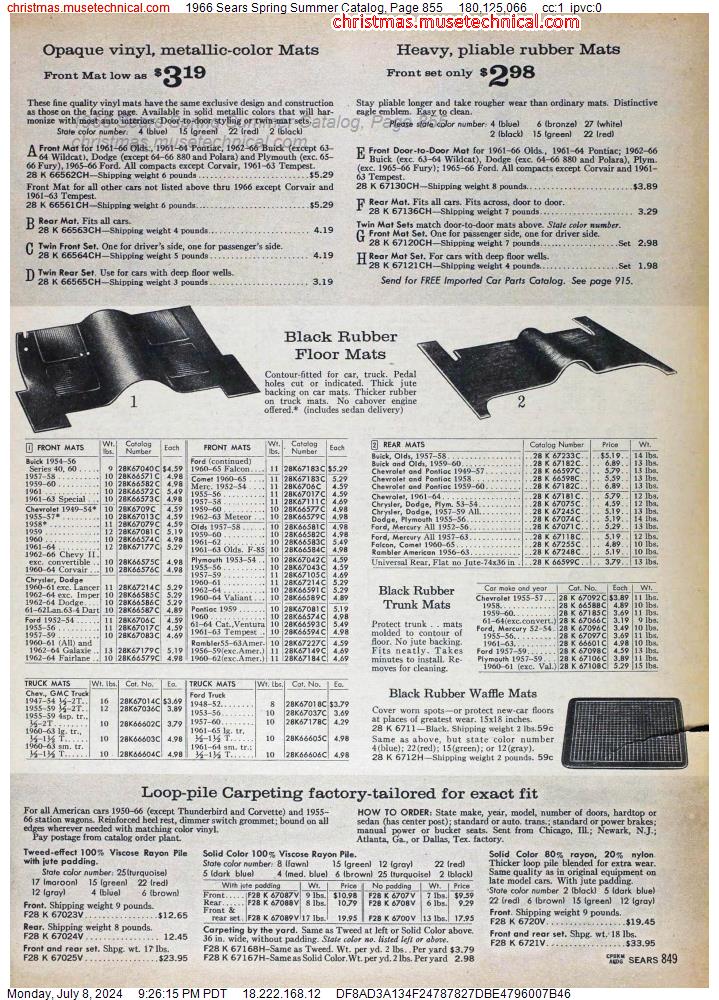 1966 Sears Spring Summer Catalog, Page 855
