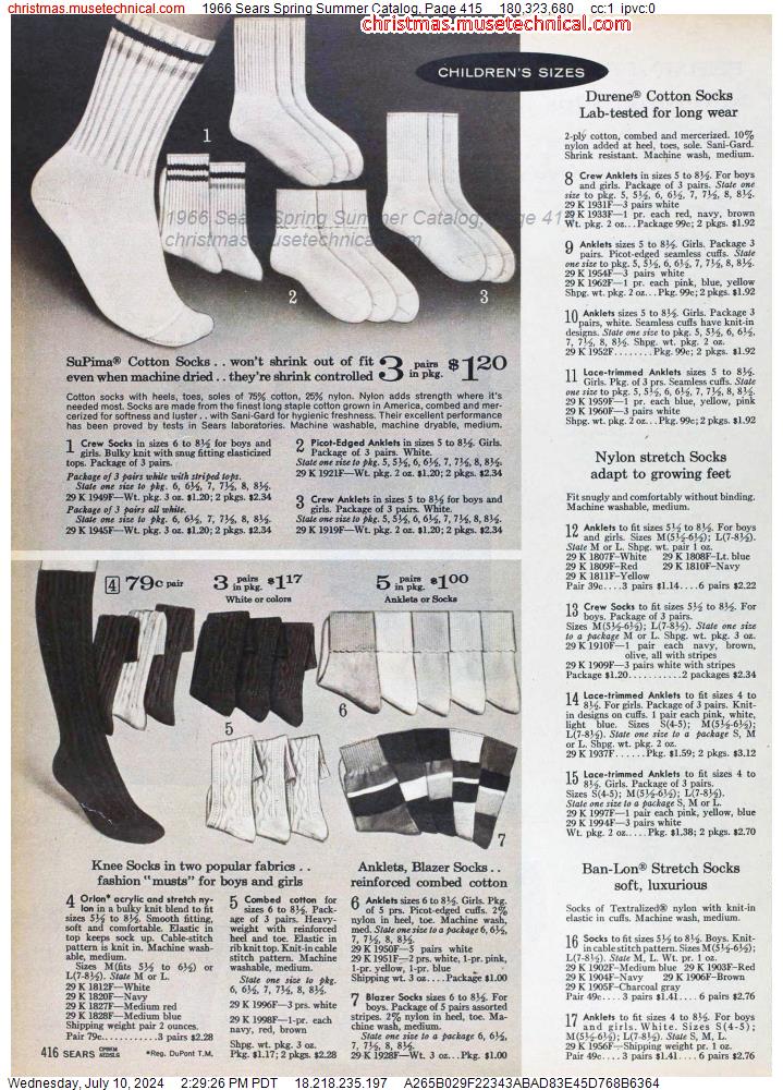 1966 Sears Spring Summer Catalog, Page 415