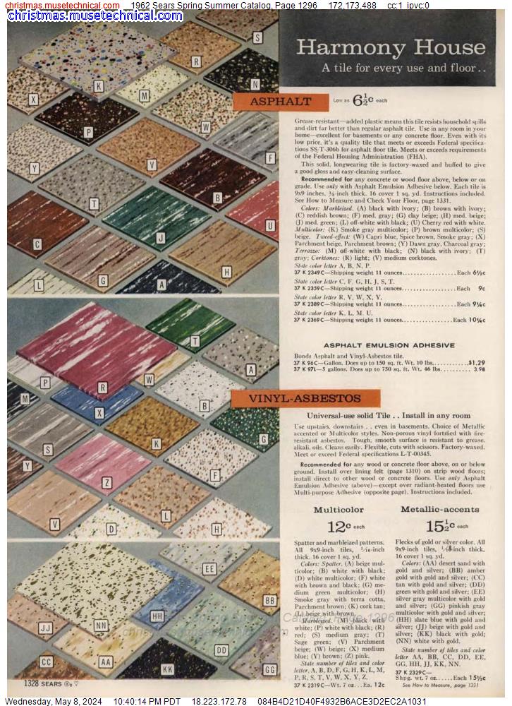 1962 Sears Spring Summer Catalog, Page 1296