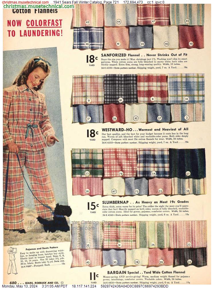 1941 Sears Fall Winter Catalog, Page 721