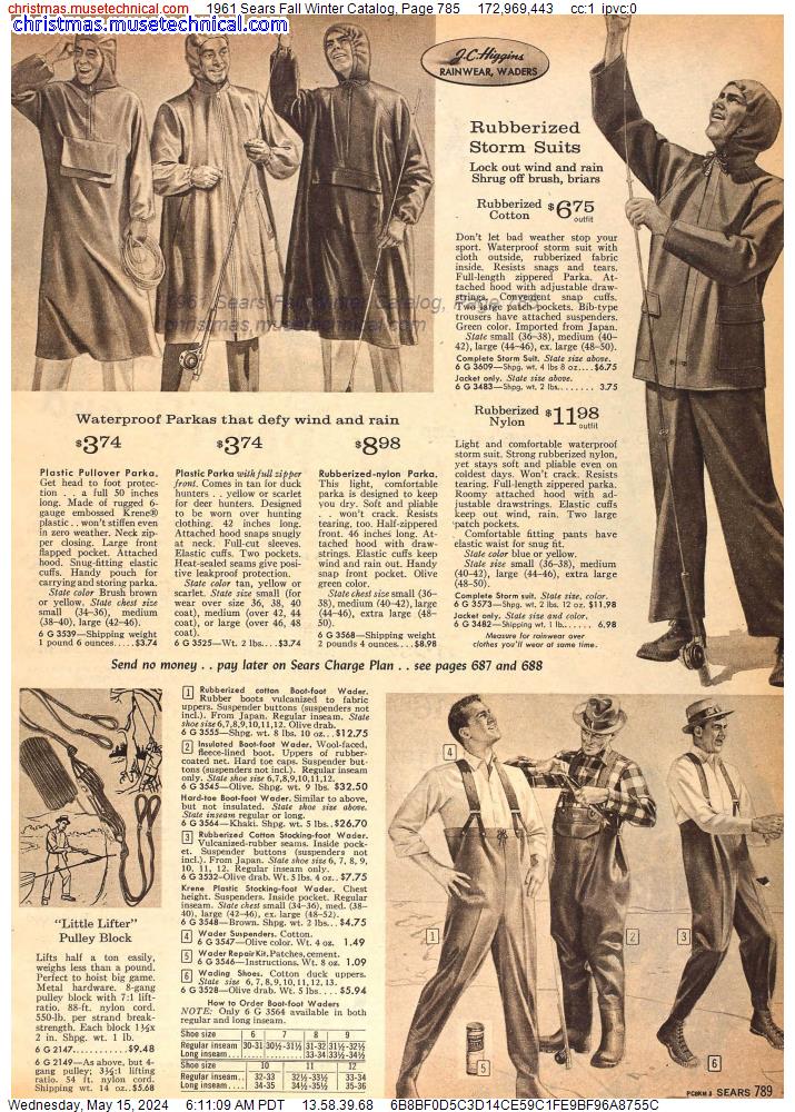 1961 Sears Fall Winter Catalog, Page 785