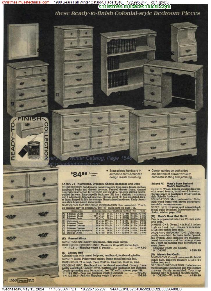 1980 Sears Fall Winter Catalog, Page 1546