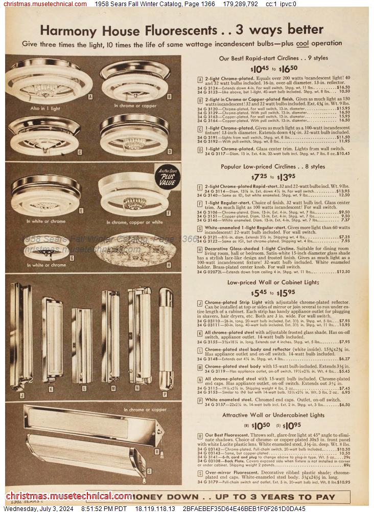 1958 Sears Fall Winter Catalog, Page 1366