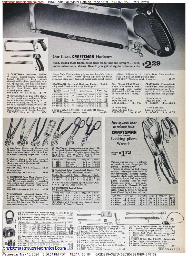 1964 Sears Fall Winter Catalog, Page 1129