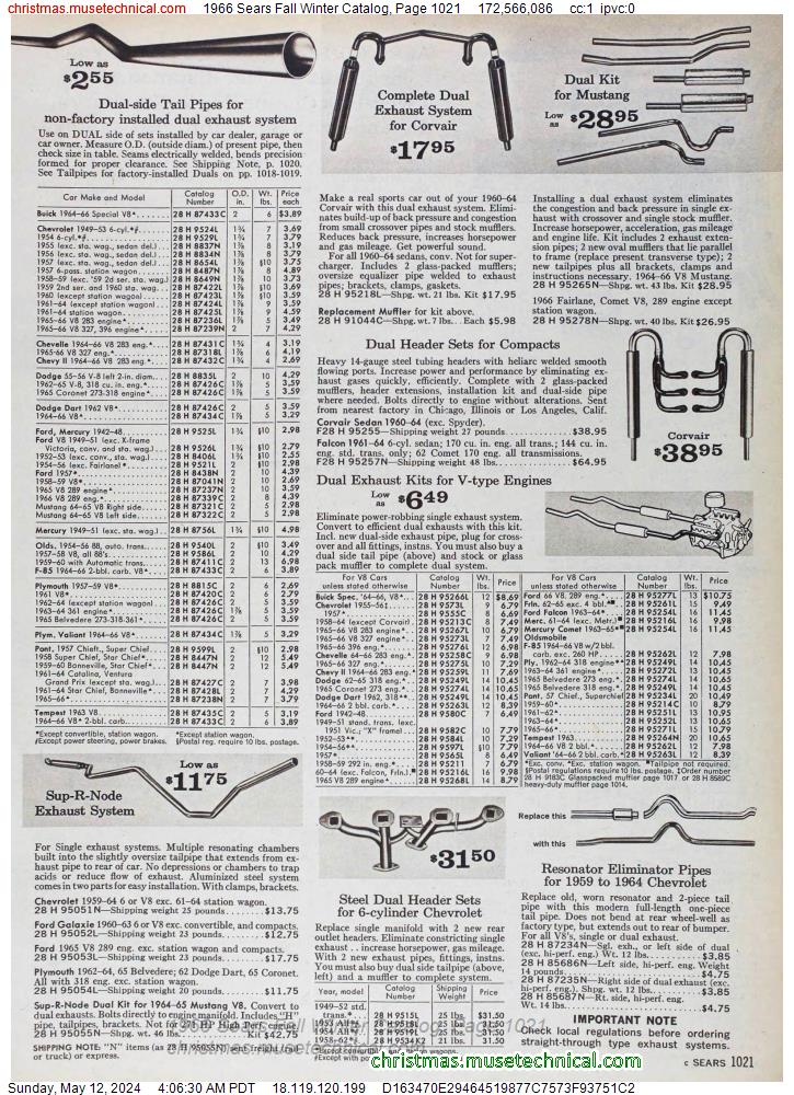 1966 Sears Fall Winter Catalog, Page 1021