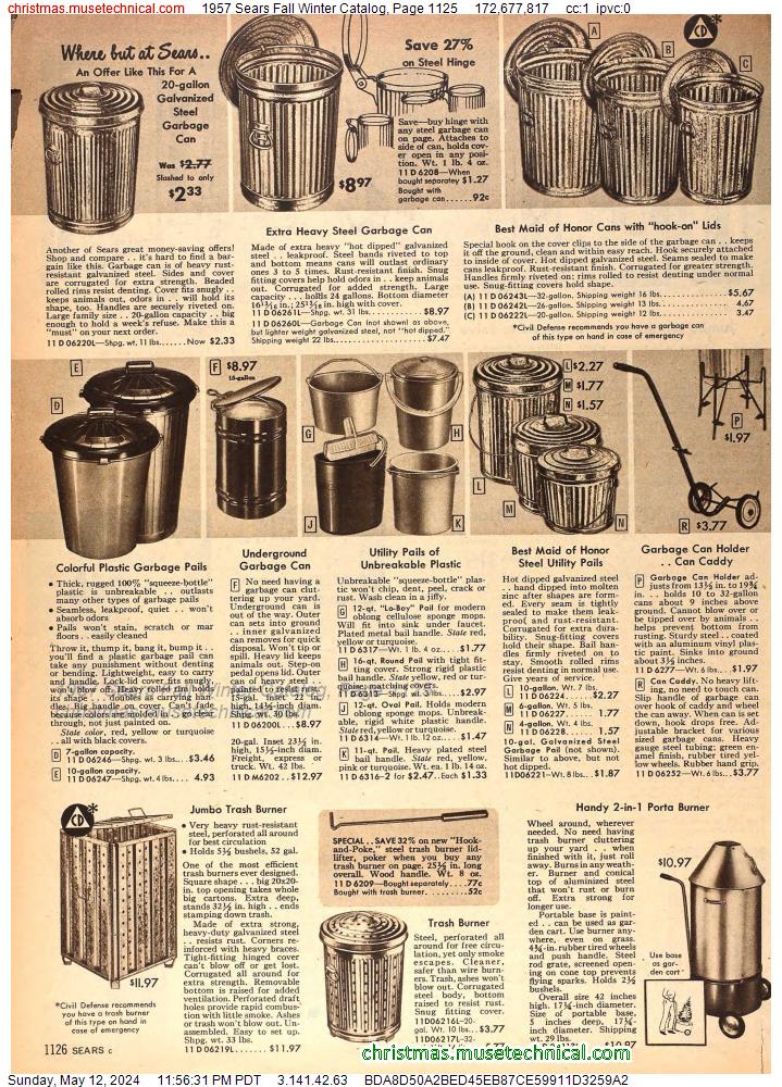 1957 Sears Fall Winter Catalog, Page 1125