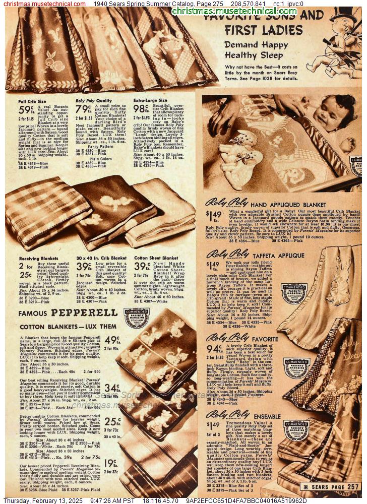 1940 Sears Spring Summer Catalog, Page 275