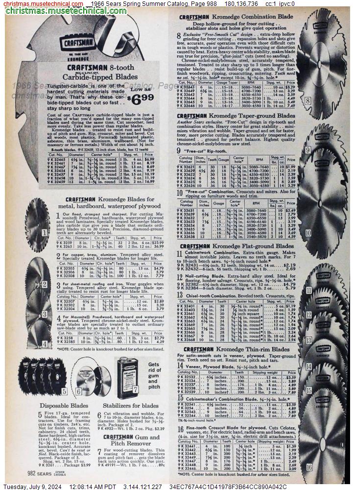 1966 Sears Spring Summer Catalog, Page 988