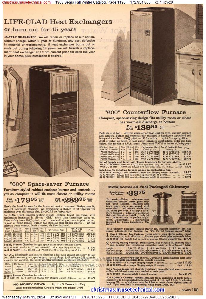 1963 Sears Fall Winter Catalog, Page 1196