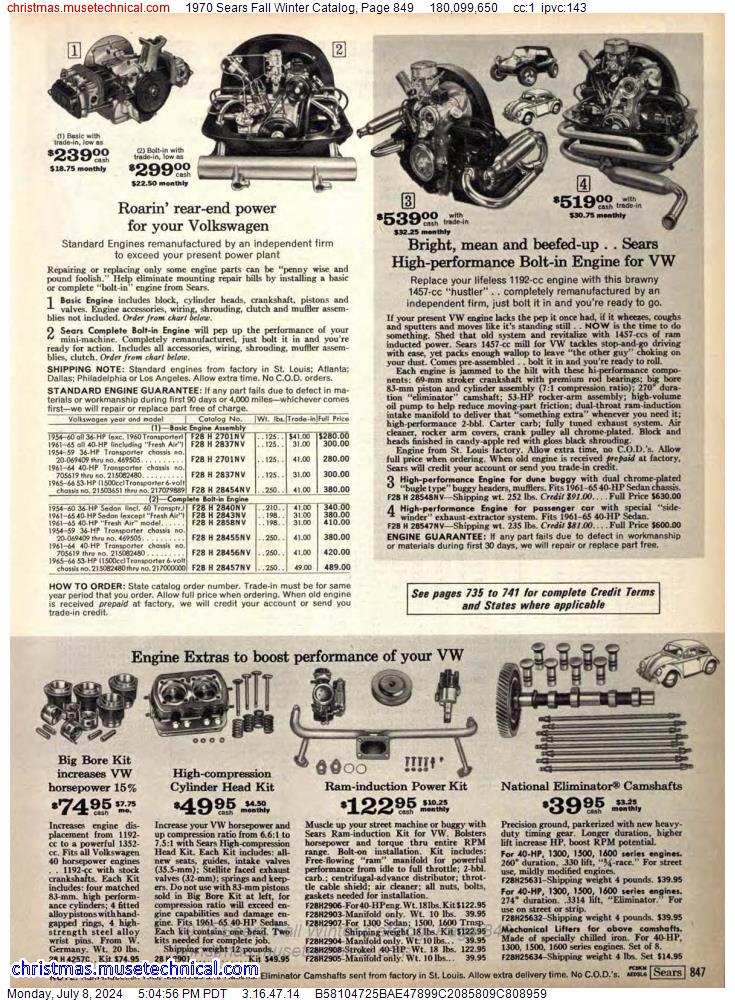 1970 Sears Fall Winter Catalog, Page 849