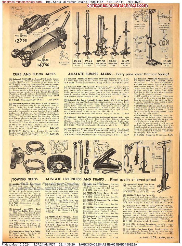 1949 Sears Fall Winter Catalog, Page 1165