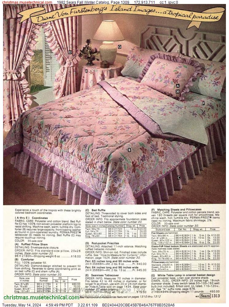 1982 Sears Fall Winter Catalog, Page 1309