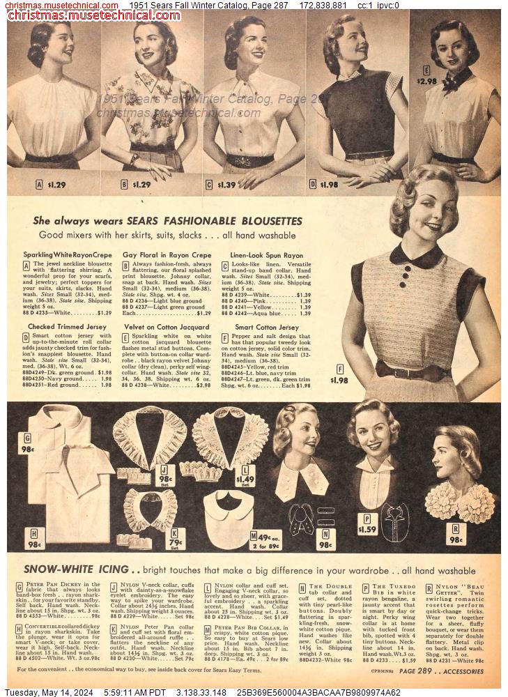 1951 Sears Fall Winter Catalog, Page 287