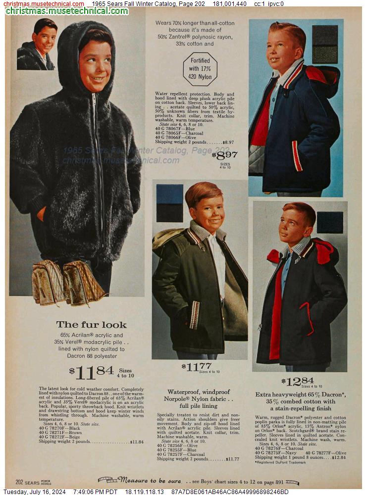 1965 Sears Fall Winter Catalog, Page 202