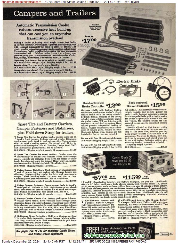 1970 Sears Fall Winter Catalog, Page 829