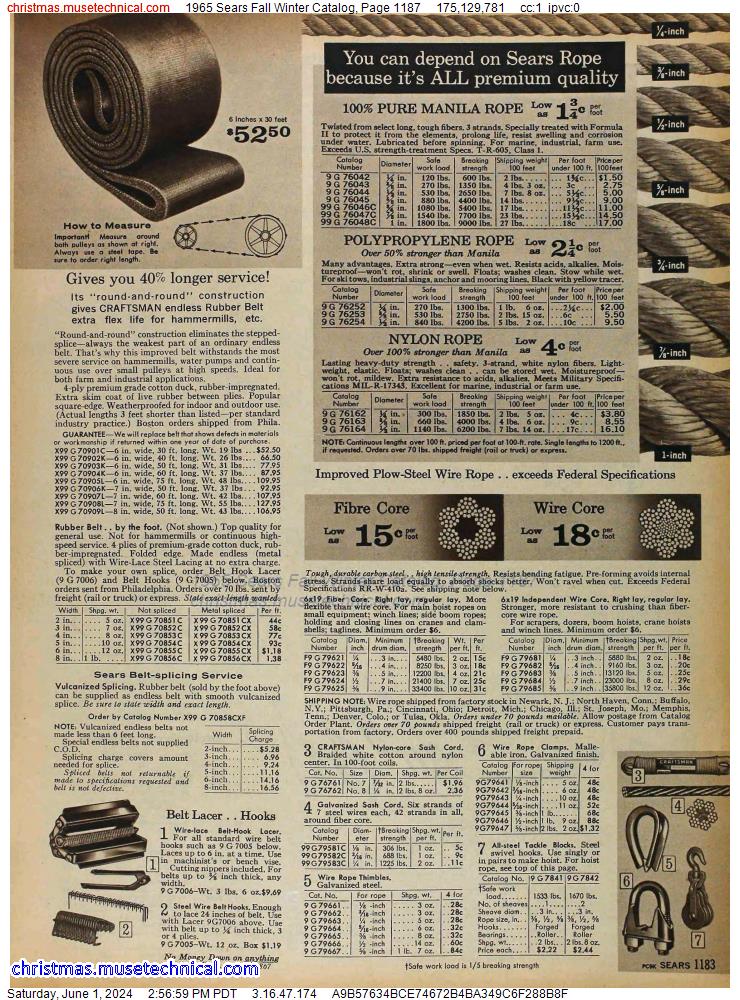1965 Sears Fall Winter Catalog, Page 1187