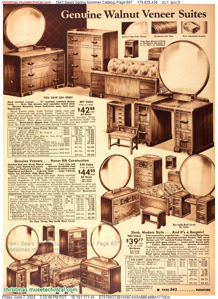 1941 Sears Spring Summer Catalog, Page 607