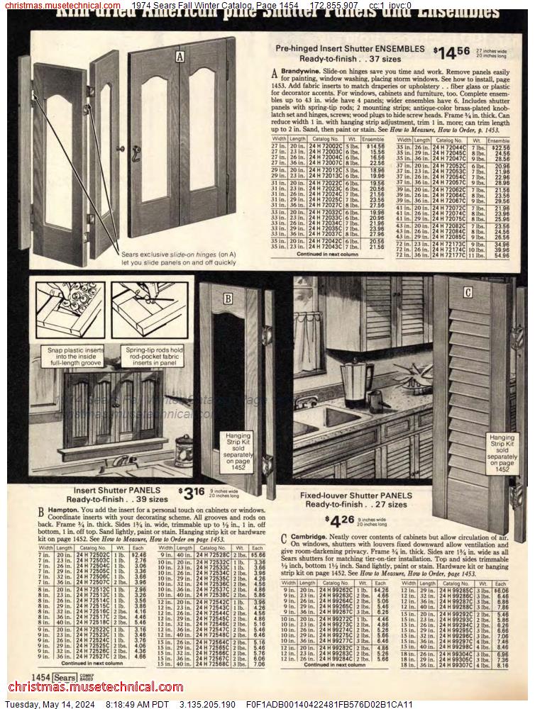 1974 Sears Fall Winter Catalog, Page 1454