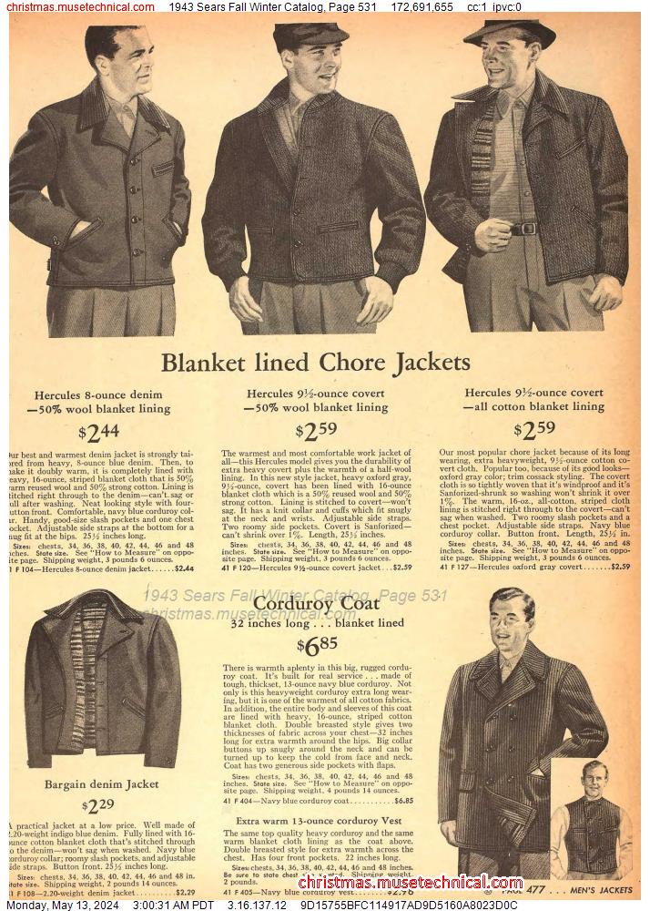 1943 Sears Fall Winter Catalog, Page 531