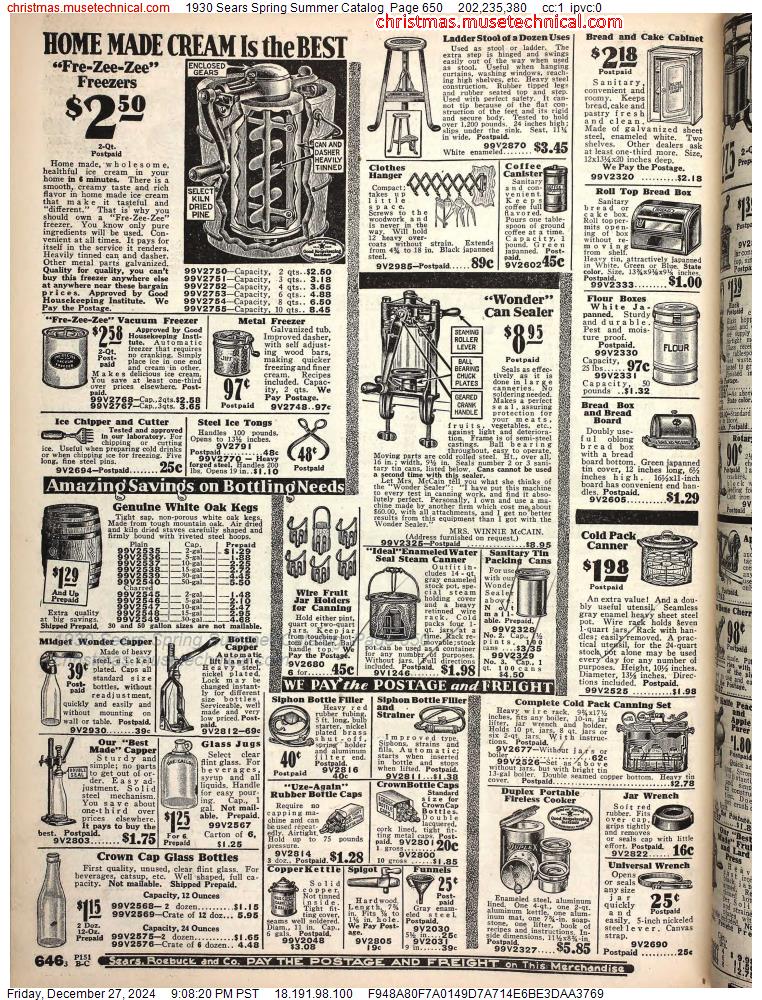 1930 Sears Spring Summer Catalog, Page 650