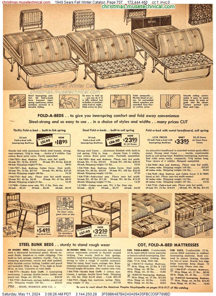 1949 Sears Fall Winter Catalog, Page 707