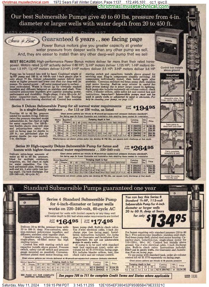 1972 Sears Fall Winter Catalog, Page 1137