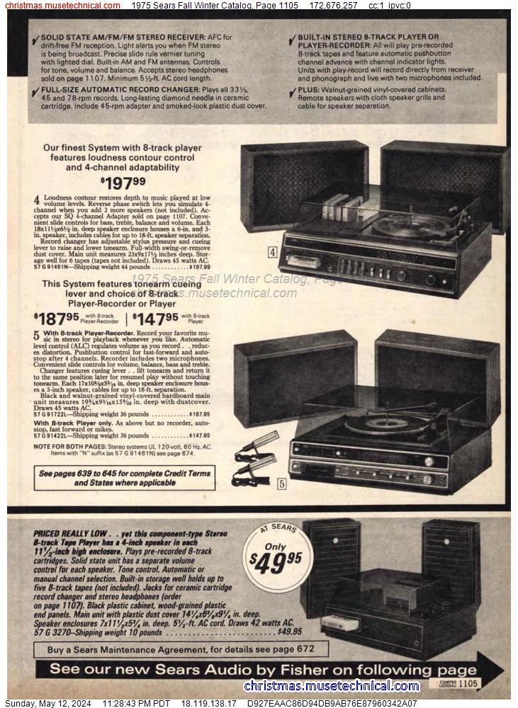 1975 Sears Fall Winter Catalog, Page 1105