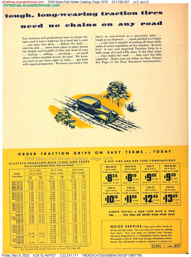1939 Sears Fall Winter Catalog, Page 1075