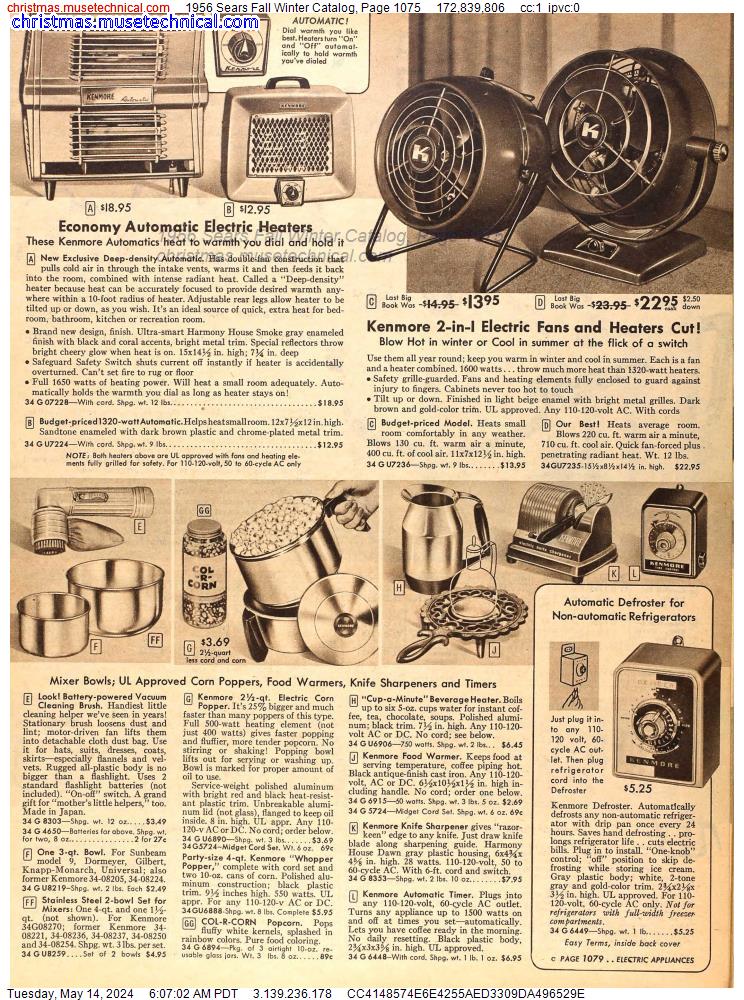 1956 Sears Fall Winter Catalog, Page 1075