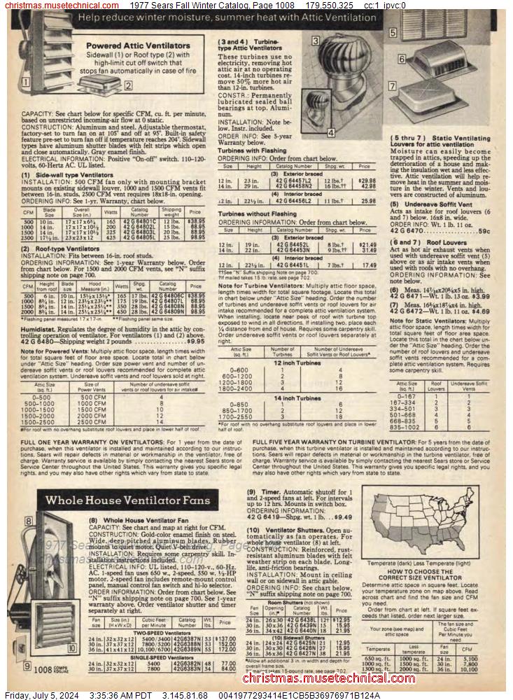 1977 Sears Fall Winter Catalog, Page 1008