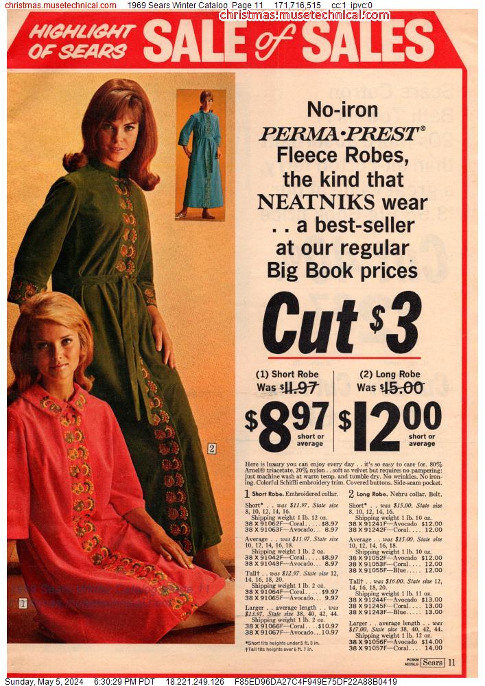 1969 Sears Winter Catalog, Page 11