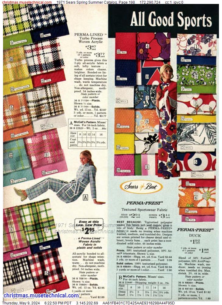 1971 Sears Spring Summer Catalog, Page 198