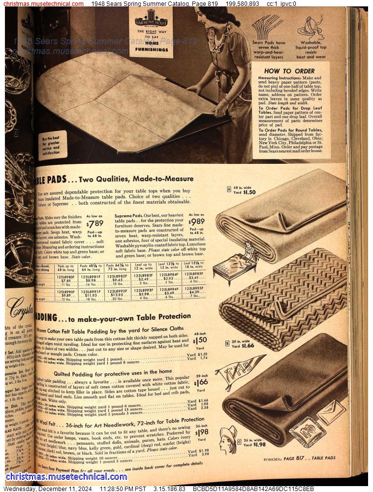 1948 Sears Spring Summer Catalog, Page 819