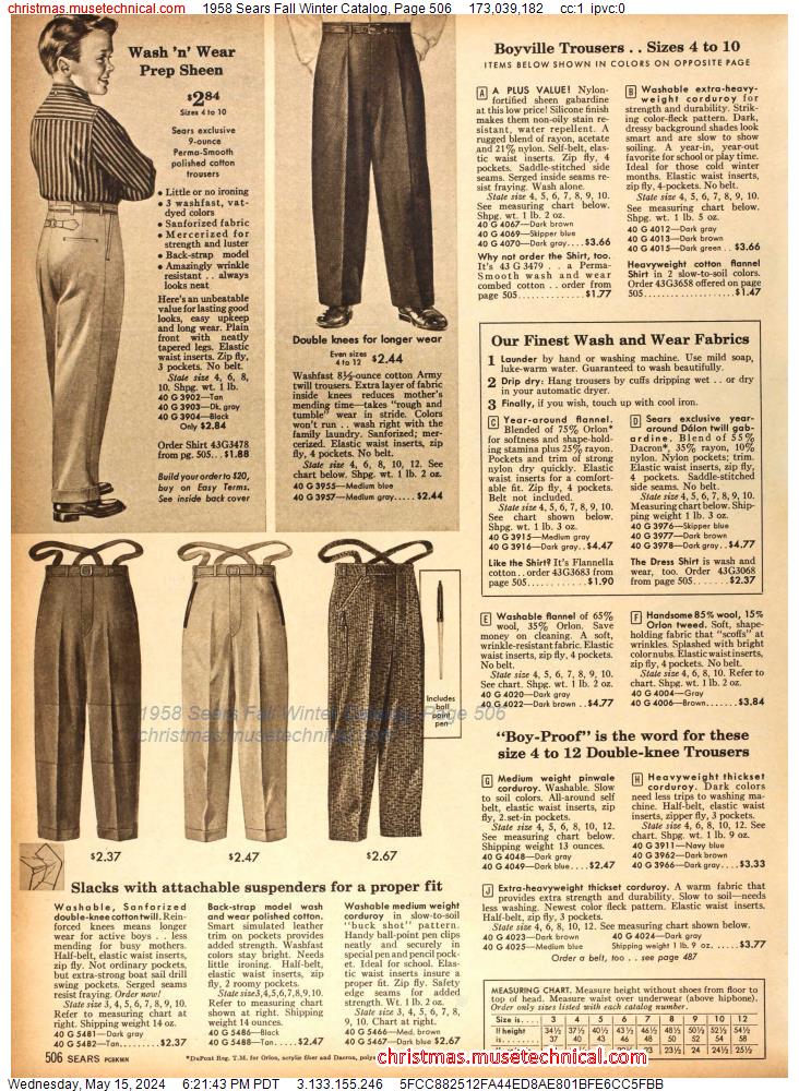 1958 Sears Fall Winter Catalog, Page 506