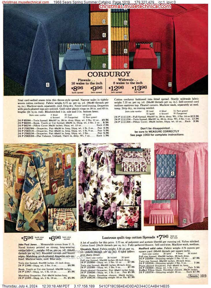 1968 Sears Spring Summer Catalog, Page 1019