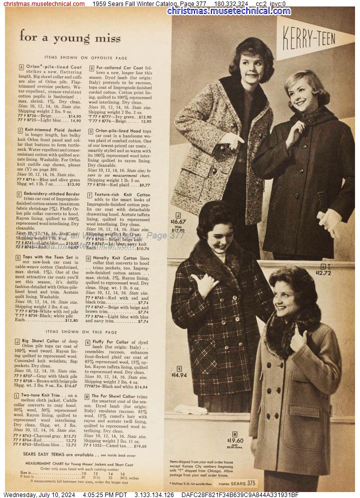 1959 Sears Fall Winter Catalog, Page 377