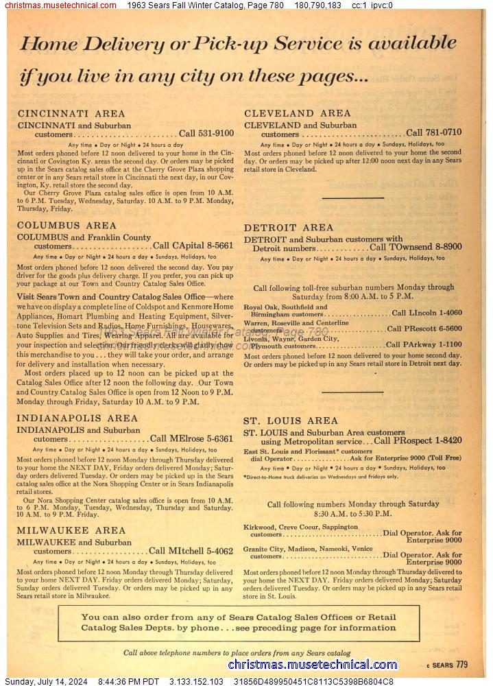 1963 Sears Fall Winter Catalog, Page 780