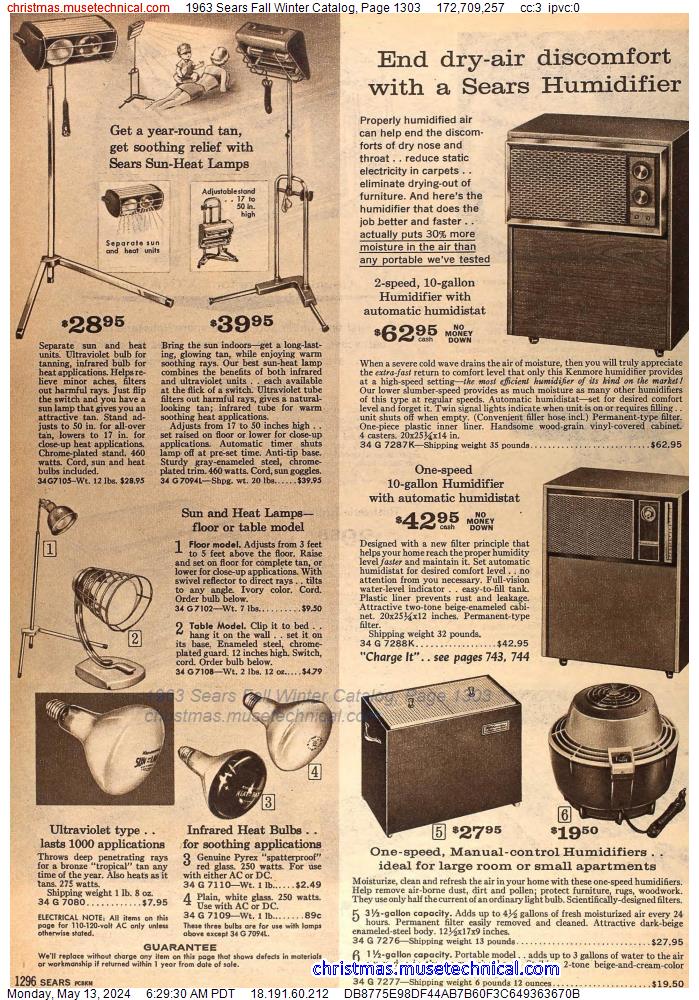 1963 Sears Fall Winter Catalog, Page 1303