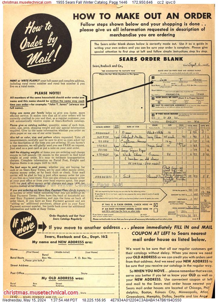 1955 Sears Fall Winter Catalog, Page 1446