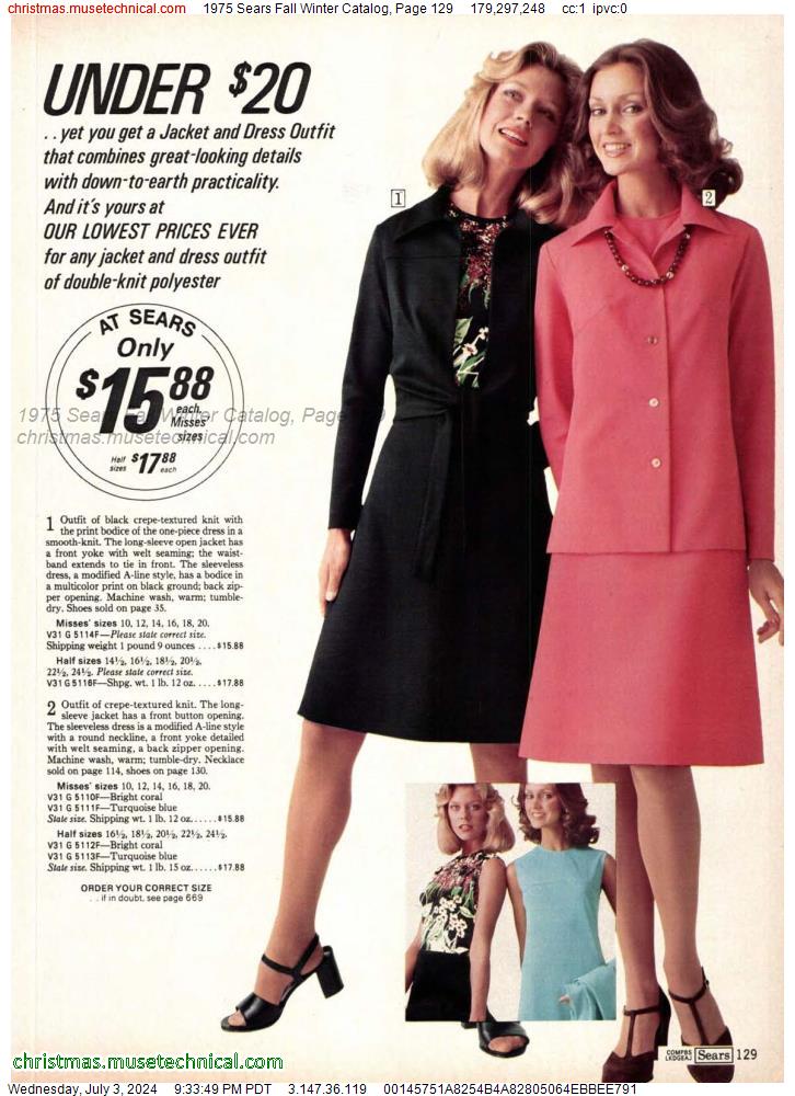 1975 Sears Fall Winter Catalog, Page 129
