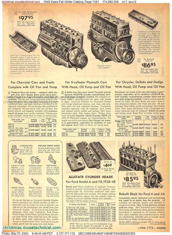 1949 Sears Fall Winter Catalog, Page 1181