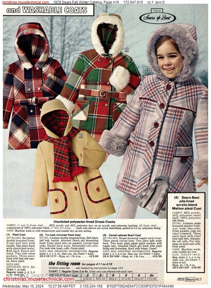 1978 Sears Fall Winter Catalog, Page 419