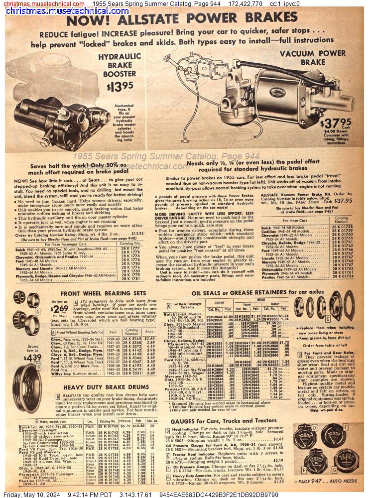 1955 Sears Spring Summer Catalog, Page 944