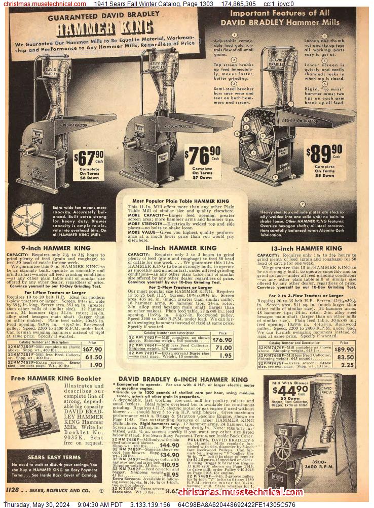 1941 Sears Fall Winter Catalog, Page 1303